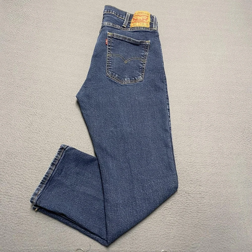 Levis 514 Jeans Mens 38x30 Blue Straight Leg‎ Stretch Denim Medium Wash Pants